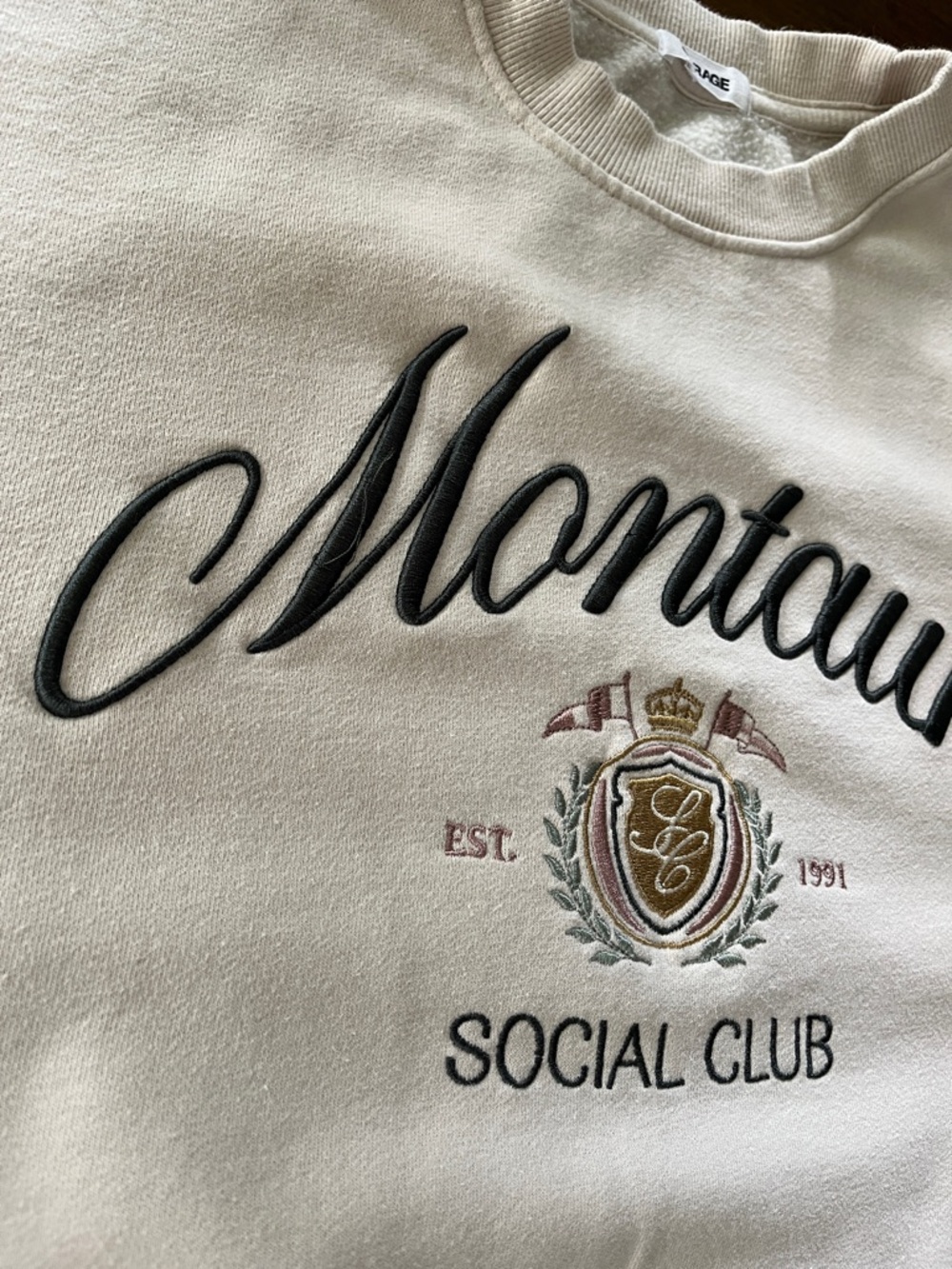 Garage Beige "Montauk Social Club" Crewneck Sweatshirt - Picture 4 of 10